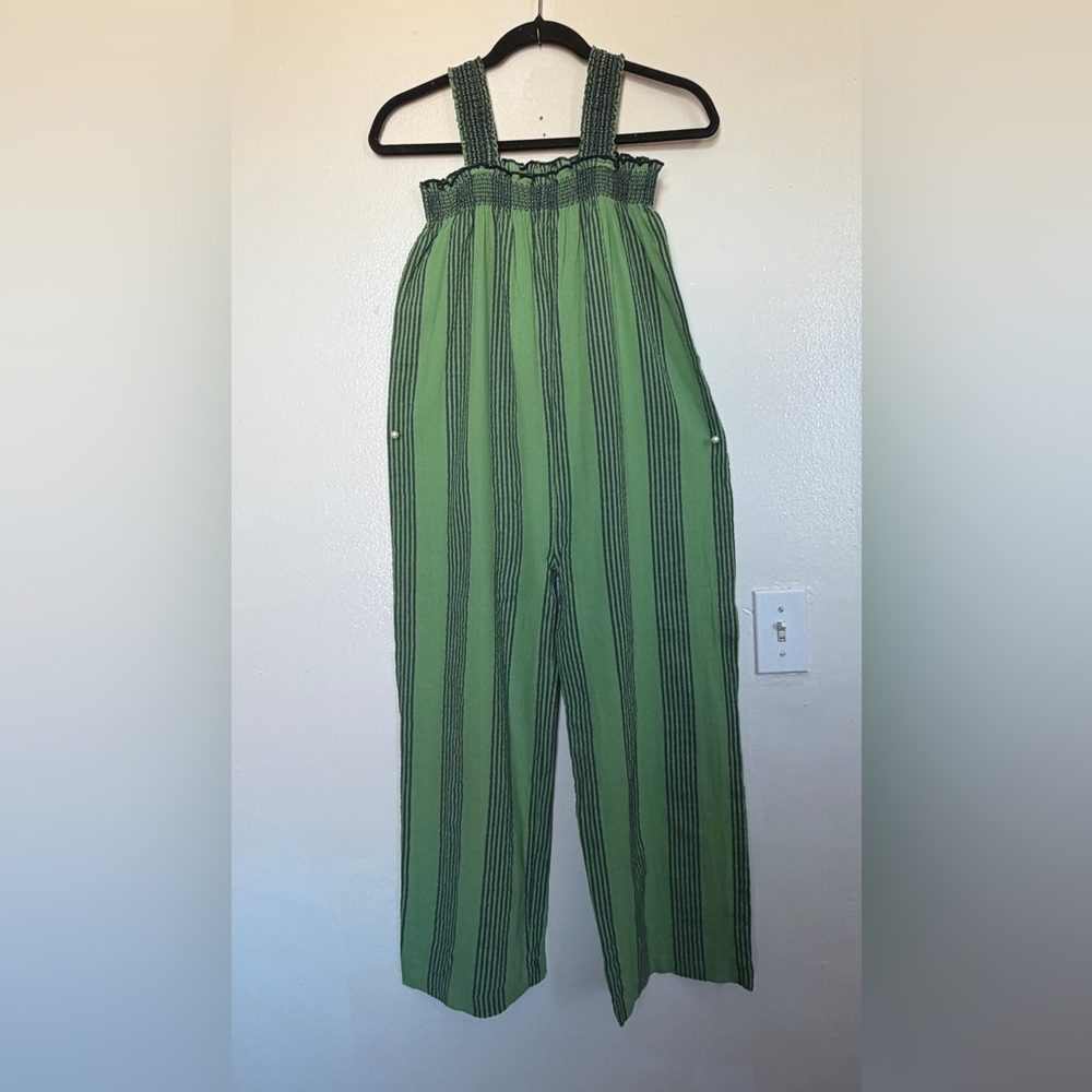 Pink Chicken Striped Green and Black Romper